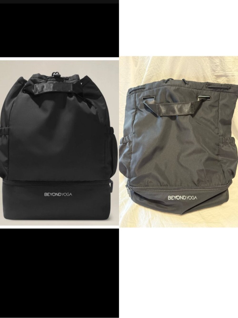 Beyond Yoga Convertible Gym Bag Backpack Black NWT Drawstring Shoe Compartment